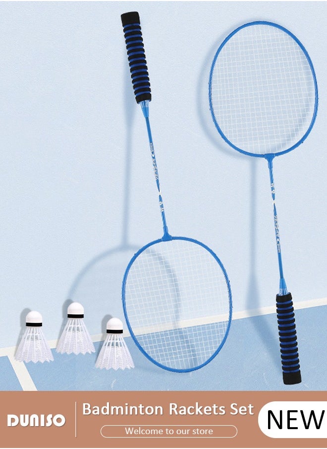 DUNISO Badminton Rackets Set 2 Player Badminton Rackets Lightweight Badminton Racquet with 3 Shuttlecocks and 1 Carrying Bag,Badminton Backyard Games for Outdoor,Garden,Beach,Family Fun Game  - Image 1