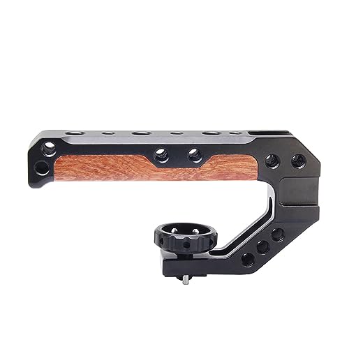 FUGASUN Wooden Camera Top Handle with 3 Cold Shoes to Mount DSLR Camera,FUGASUN Wooden Top Handle Grip with 1/4",3/8" Threaded Holes with Locating Pins for ARRI Grip for Camera Cage. - Image 3