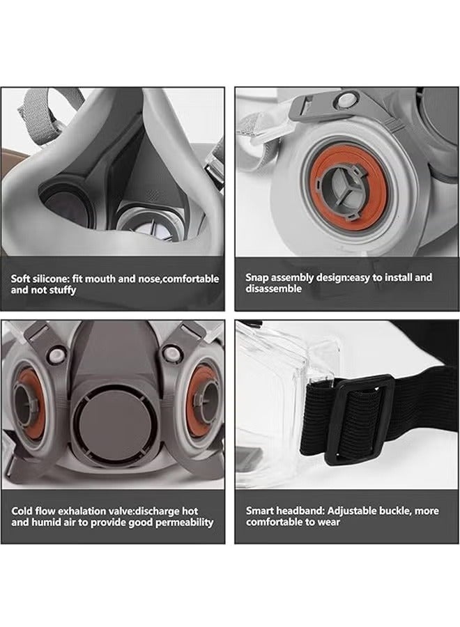 ALongDeng Reusable Full Face Respirator Mask with P100 Filters Professional Gas Mask for Organic Vapor Dust and Chemical Protection in Painting Welding Woodworking - Image 4