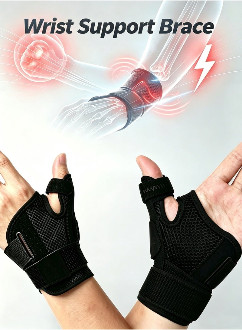 Dougez Sport Thumb Wrist Support Sleeve, Breathable and Adjustable Thumb Wrist Gloves, Gloves for Pain Relief Arthritis Tendonitis Sprained,Upgraded version, Black - Image 1