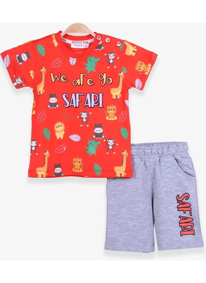 Breeze Boys Shorts Suit Safari Printed Orange (1-4 Years)