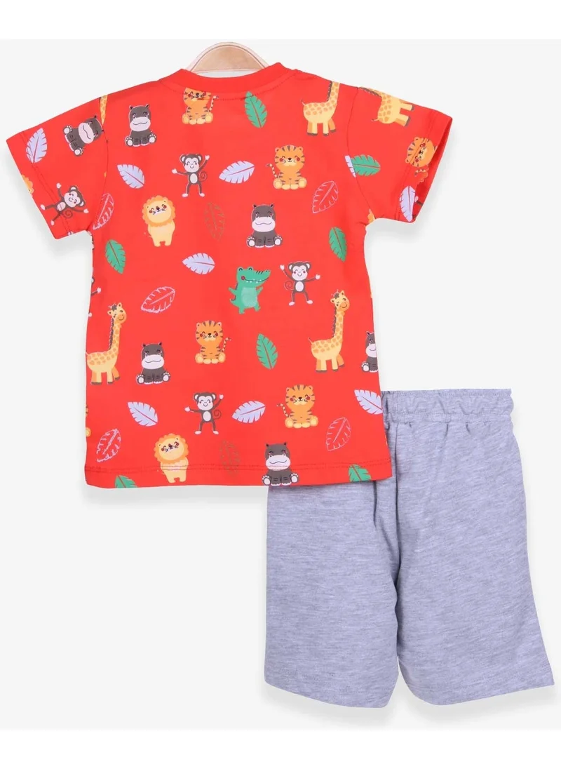 Breeze Boys Shorts Suit Safari Printed Orange (1-4 Years)