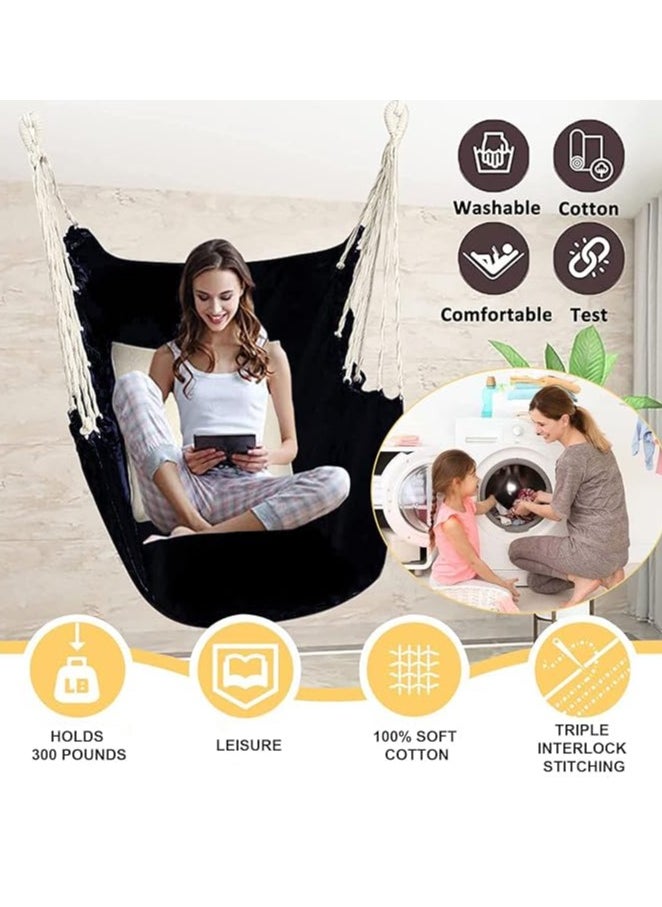 Arabest Hammock Chair Hanging Rope Swing, Max 300 Lbs Hanging Chair with Pocket & Durability Perfect for Outdoor, Home, Bedroom, Patio, Yard  - Image 2