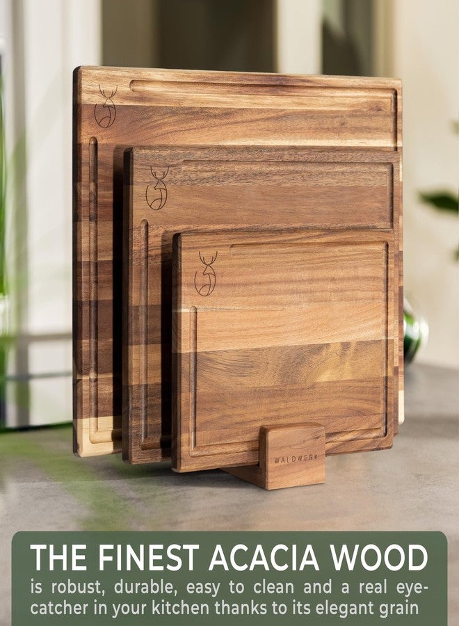 WALDWERK Cutting Board Set (15.75 x 12/13 x 9.5/10 x 7 in) out of Solid Acacia Wood - 0,8 in Thick Cutting Boards for Kitchen - Wood Cutting Boards - Wooden Chopping Boards for Kitchen - Image 2