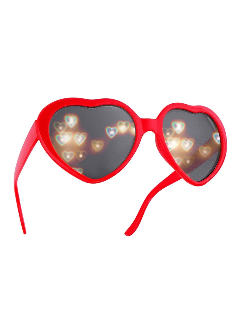 SYOSI - Glases Sun Peach Heart Special Effects Sunglasses Funny Light Diffraction Eyeglasses Heart Light Glasses Magnetic Glasses Clip-on Sunglasses Plastic Frame for Night Driving - Image 1