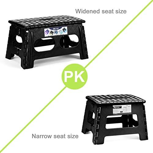 Delxo Folding Step Stool for Kids and Adults,15-Inch Extra Wide 9 Inch Height Heavy Duty Stepping Stool More Safe and Comfortable Non Slip Foldable Step Stool Black - Image 3