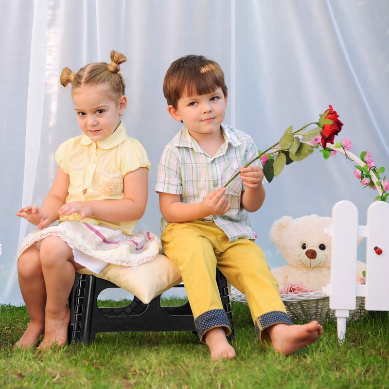 Delxo Folding Step Stool for Kids and Adults,15-Inch Extra Wide 9 Inch Height Heavy Duty Stepping Stool More Safe and Comfortable Non Slip Foldable Step Stool Black - Image 2