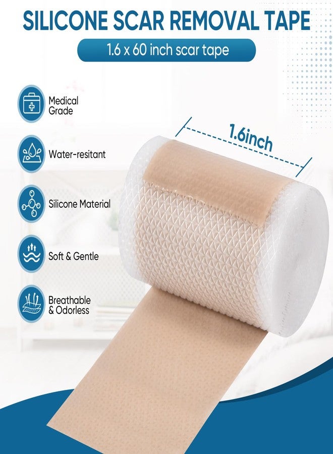 KISEER Silicone Scar Sheets 1.6 x 60 Inch Roll Silicone Scar Removal Tape Strips for Surgical Scars Removal Treatment, C-Section, Keloid, Burns, Acne, Tummy Tuck - Image 2