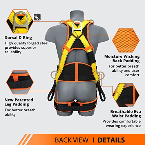 TT TRSMIMA Safety Harness Fall Protection Upgrade 4 Quick Buckles Construction Full Body Harness 6 Adjustment D-ring - Image 3