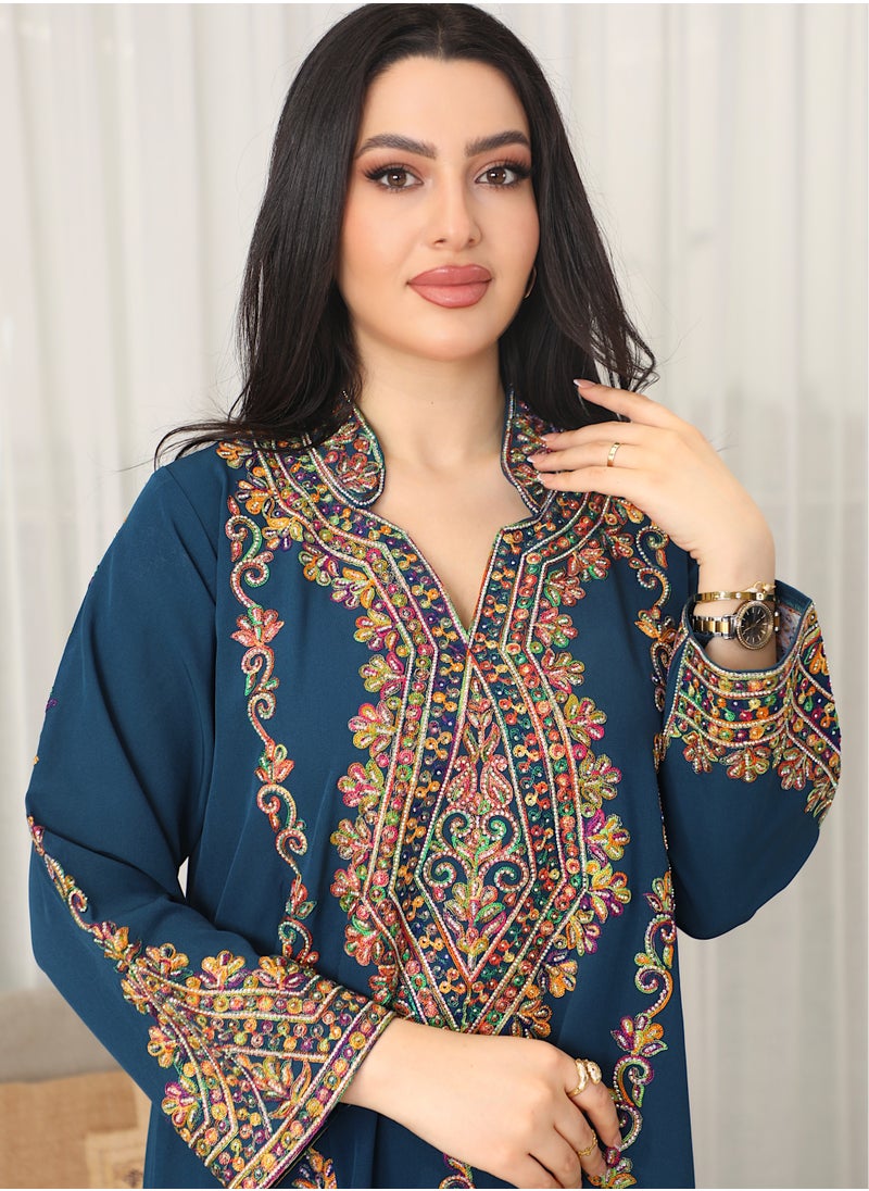 Bint Al Bilad Bintalbilad Saudi Summer Jalabiya for Women New Collection – Lightweight & Breathable Thobe, Abaya & Arabic Dresses for Eid, Weddings & Parties | Embroidered, Modern & Luxury Designs - 4325  - Image 2