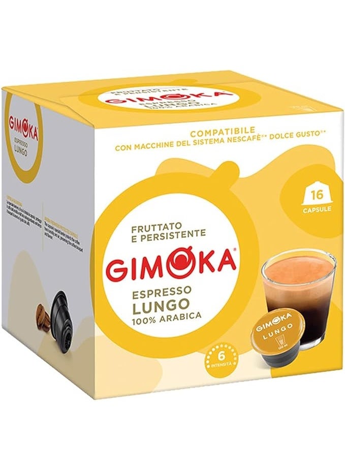 Gimoka Lungo Coffee Capsules, 100% Arabica, Compatible with Dolce Gusto, 16 Count - Image 1