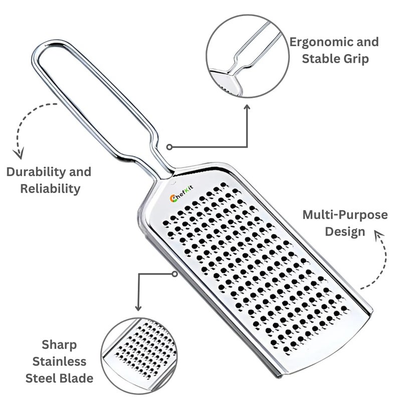 CHEFKIT Premium Stainless Steel Cheese Lemon Zester Ginger Garlic Grater MultiPurpose Vegetable Fruit Nutmeg Grater Dishwasher Safe Kitchen Tool for Effortless Grating Zesting 2 - Image 2