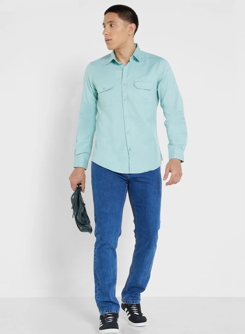 Seventy Five Pure Cotton Casual Double Pocket Shirt