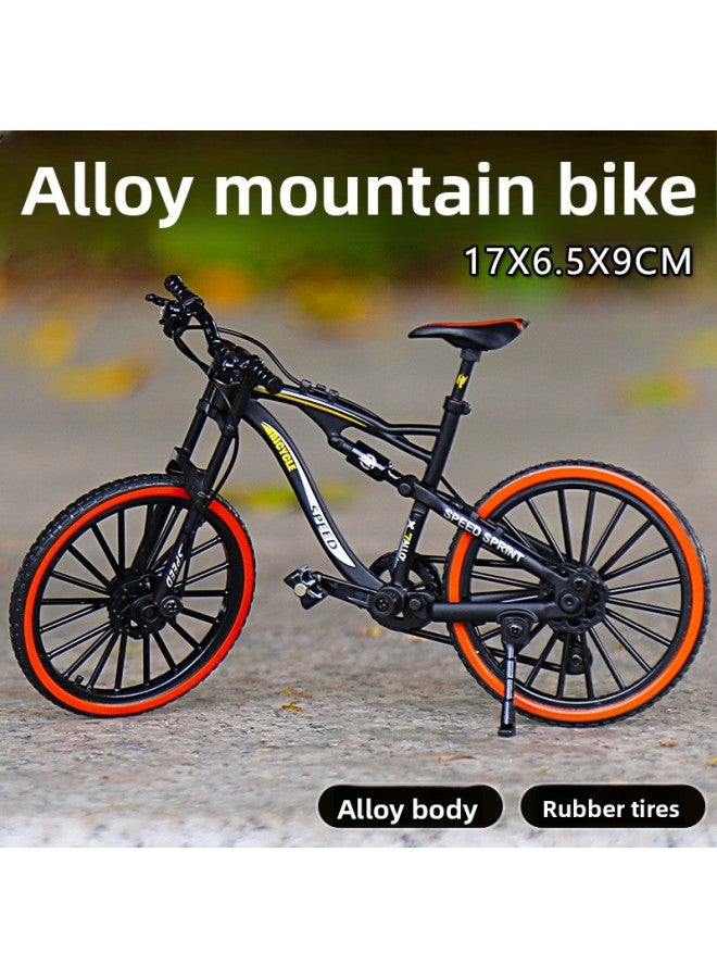 Simulated Alloy Bicycle Curved Handlebar Mountain Bike Metal Toy Model Mini Bicycle Boy Gift Ornament Hand-Made 