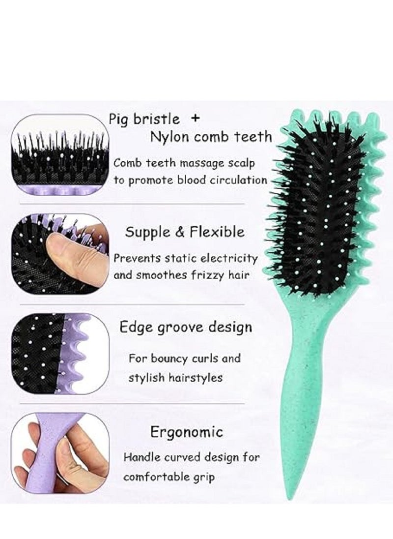 Generic - Curl Defining Brush  Curl Hair Brush  Curl Define Styling Brush  For Combing And Shaping Men's And Women's Curls To Reduce Pulling  Green - Image 1