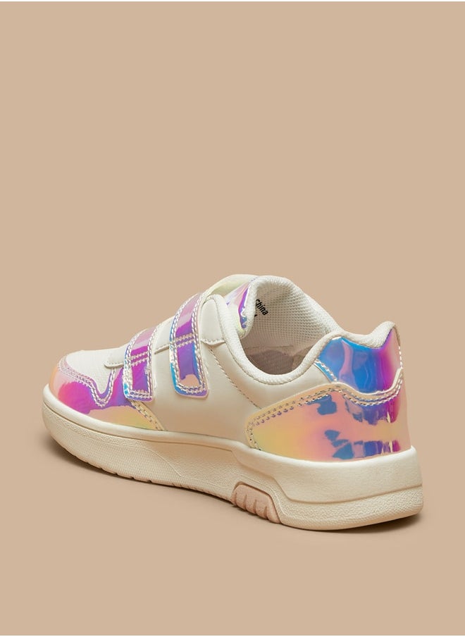Flora Bella By Shoexpress - Girl's Textured Casual Sneakers Shoes With Hook And Loop Closure - Image 1