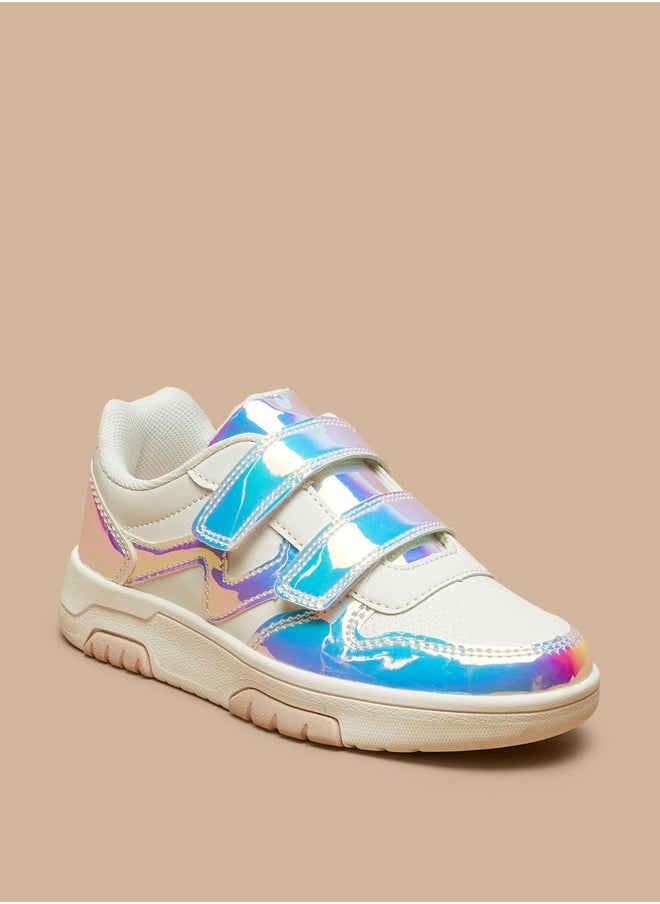Flora Bella By Shoexpress - Girl's Textured Casual Sneakers Shoes With Hook And Loop Closure - Image 1