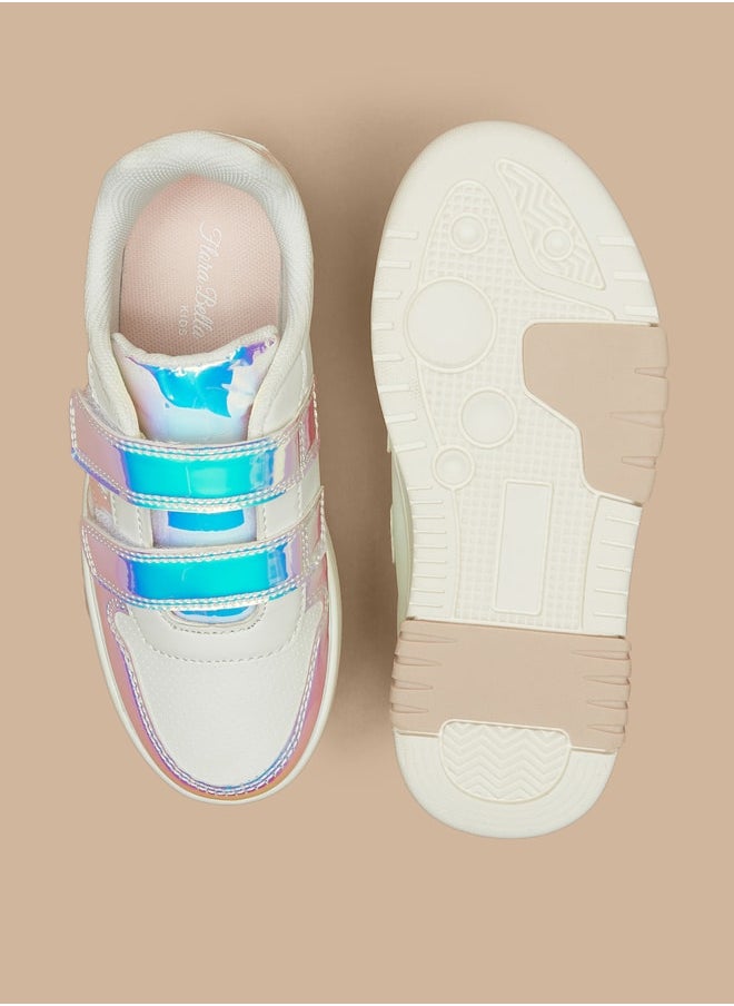 Flora Bella By Shoexpress - Girl's Textured Casual Sneakers Shoes With Hook And Loop Closure - Image 1