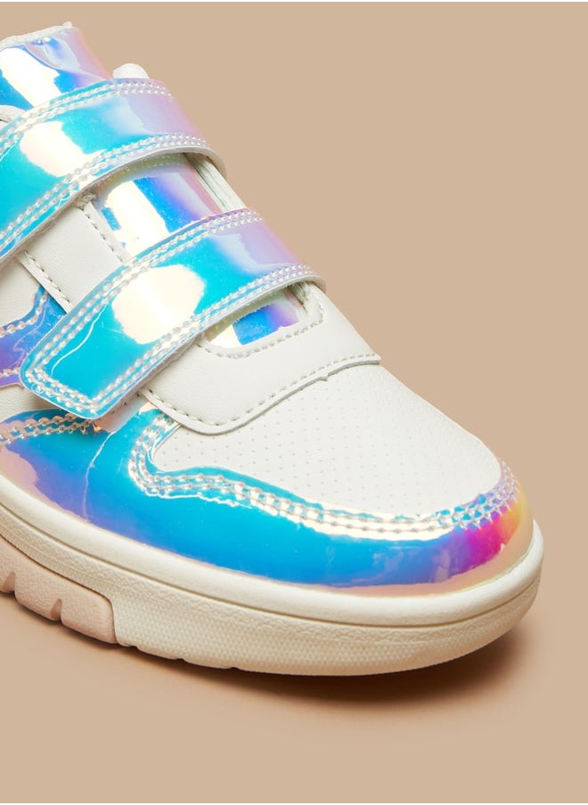 Flora Bella By Shoexpress - Girl's Textured Casual Sneakers Shoes With Hook And Loop Closure - Image 1