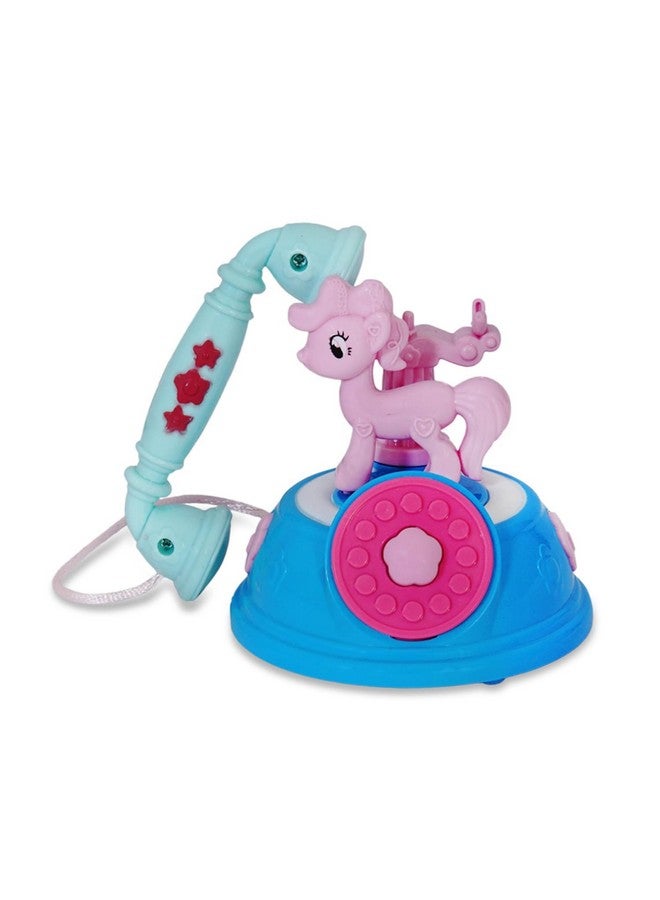 VGRASSP Mini 4 inch Unicorn Design Landline Telephone Toy for Kids - Pony Attached Base Pretend Play Classic Phone with Light and Music - Color As Per Stock (Unicorn) - Image 1