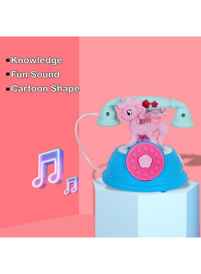 VGRASSP Mini 4 inch Unicorn Design Landline Telephone Toy for Kids - Pony Attached Base Pretend Play Classic Phone with Light and Music - Color As Per Stock (Unicorn) - Image 4