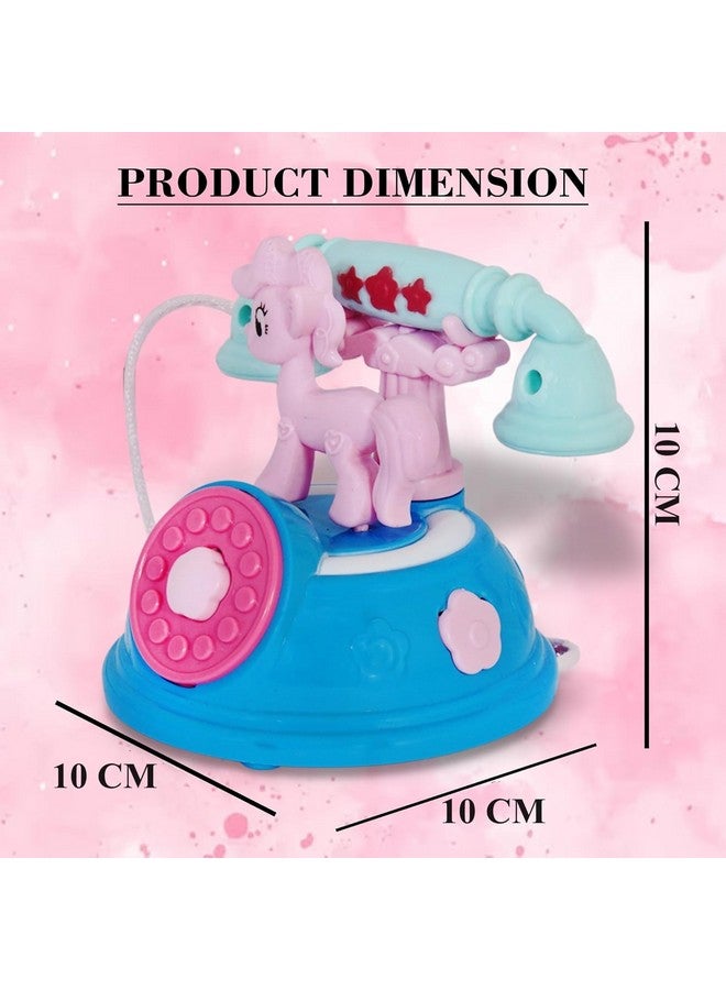 VGRASSP Mini 4 inch Unicorn Design Landline Telephone Toy for Kids - Pony Attached Base Pretend Play Classic Phone with Light and Music - Color As Per Stock (Unicorn) - Image 3