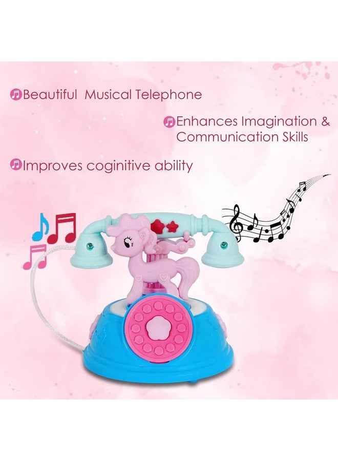 VGRASSP Mini 4 inch Unicorn Design Landline Telephone Toy for Kids - Pony Attached Base Pretend Play Classic Phone with Light and Music - Color As Per Stock (Unicorn) - Image 5