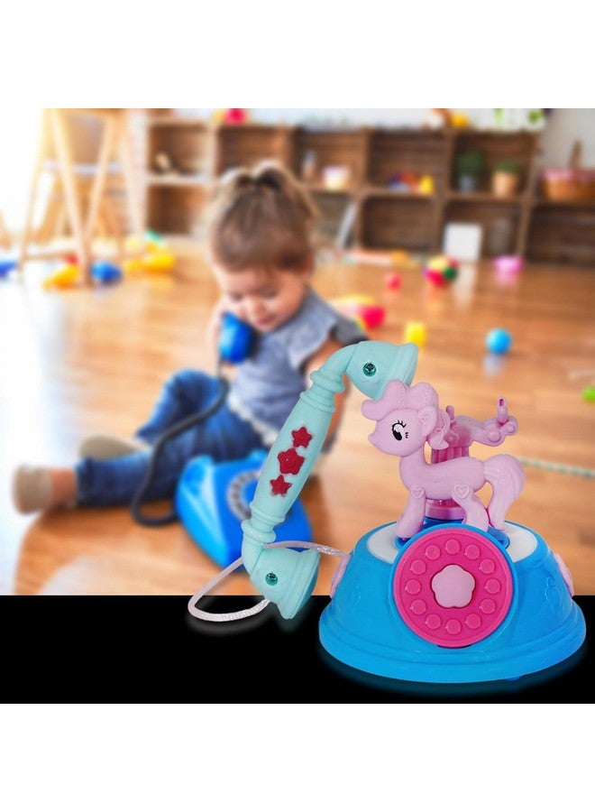 VGRASSP Mini 4 inch Unicorn Design Landline Telephone Toy for Kids - Pony Attached Base Pretend Play Classic Phone with Light and Music - Color As Per Stock (Unicorn) - Image 2