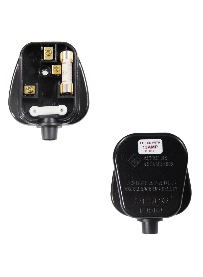 قابس المملكة المتحدة 3 دبابيس 13A مزود بفيوز 250V، قابس المملكة المتحدة 13A 250V أسود 3 دبابيس 50-60 هرتز (6 قطع) - Image 5