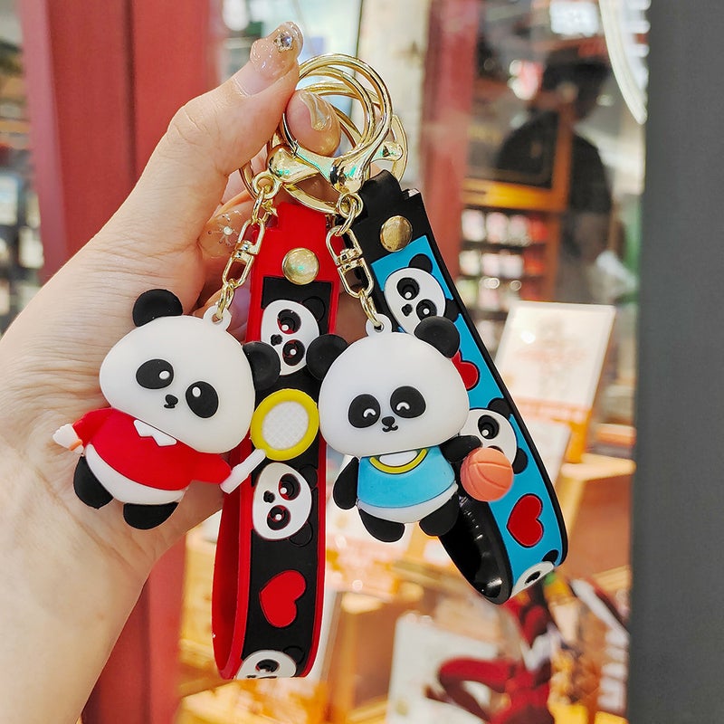 Cute National Tide Panda Keychain Cartoon Year Of The Snake Keychain Holiday Small Gift Bag Car Key Pendant - Image 5