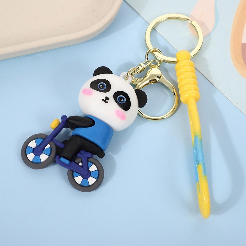 Cute National Tide Panda Keychain Cartoon Year Of The Snake Keychain Holiday Small Gift Bag Car Key Pendant - Image 3