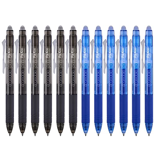 ParKoo Retractable Erasable Gel Pens Clicker Fine Point 0.7 mm, No Need for White Out, 6 Black/6 Blue Ink for Completing Sudoku and Crossword Puzzles - Image 1