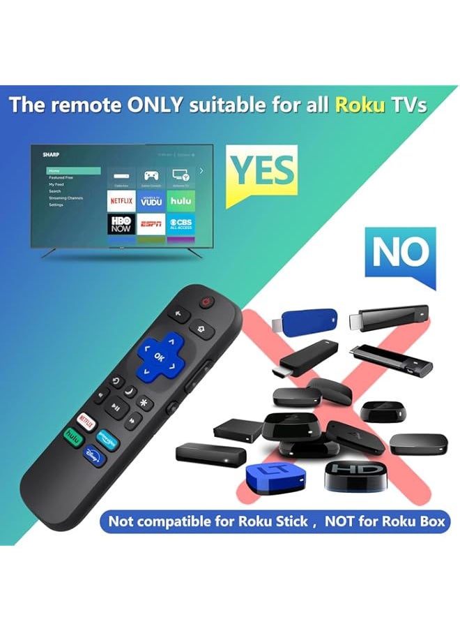 Generic - Universal Remote Control for Roku TV, Replacement Remote for Hisense/Sharp Roku TV, TV Remote with Netflix Disney+/Hulu/Prime Video Buttons - Image 1
