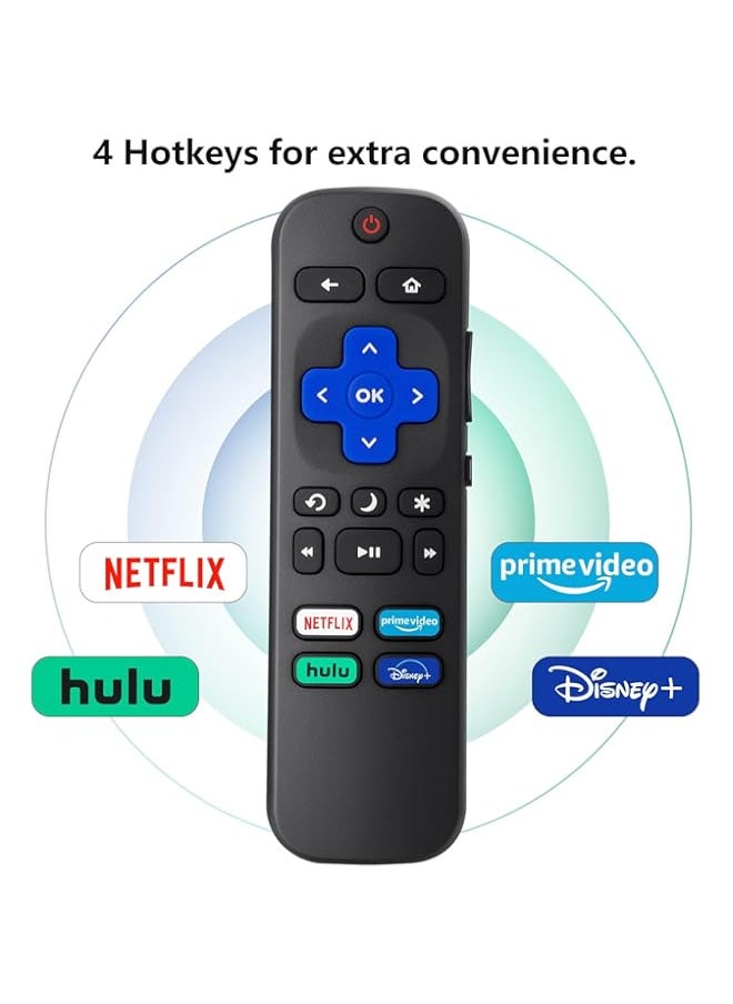 Generic - Universal Remote Control for Roku TV, Replacement Remote for Hisense/Sharp Roku TV, TV Remote with Netflix Disney+/Hulu/Prime Video Buttons - Image 1