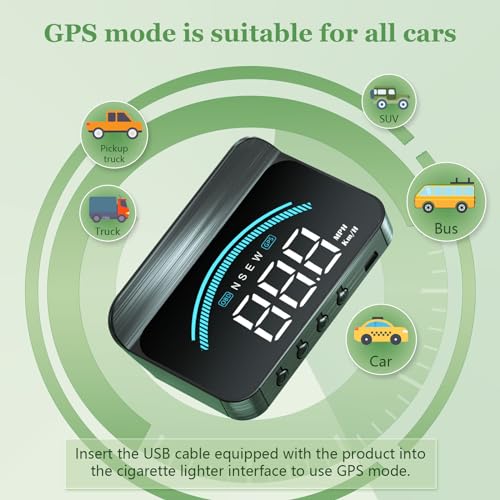 AZIJYV Heads Up Display for Cars M11,Universal OBD+GPS Digital Speedometer Dual System 3.5 Inches HUD with Speed,Water Temperature,Driving Mileage,Overspeed Alarm,Suitable for All Cars - Image 4