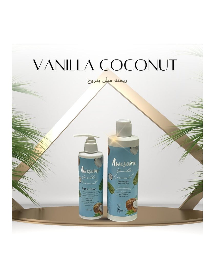 AWESOME BAG Vanilla COCONUT (BODY WASH 500ML+LOTION 250ML) + MAKEUP BAG - Image 4