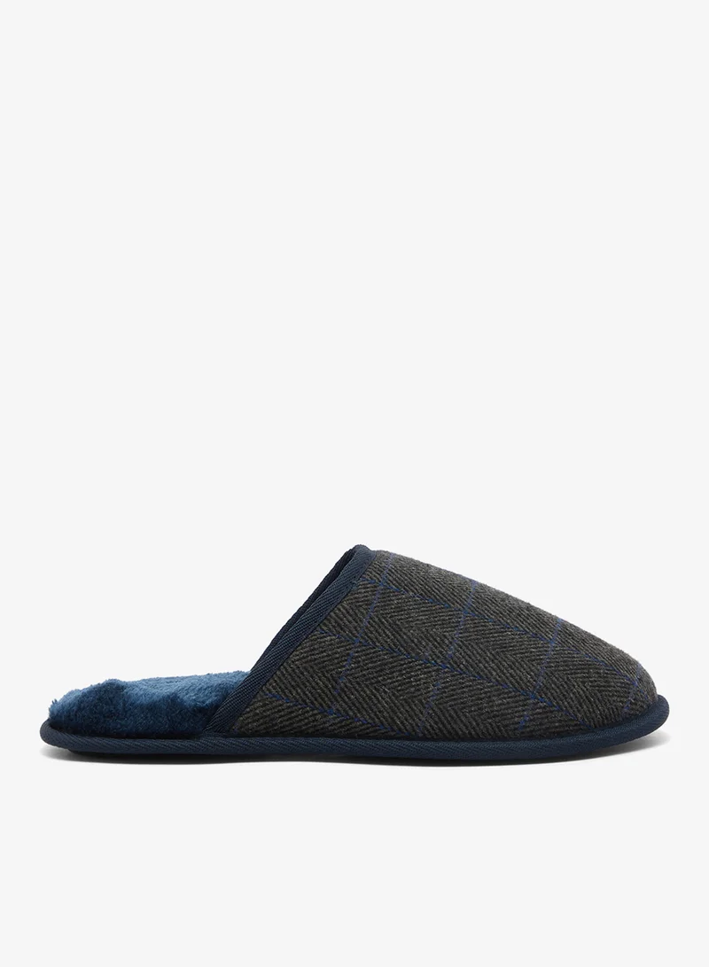 MENS NAVY KNITTED SLIPPER