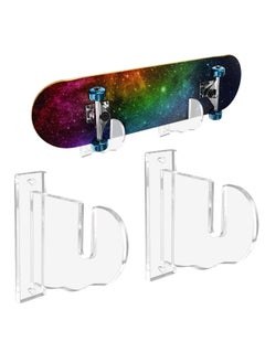 Generic 2 Pcs Skateboard Display Racks, Wall Mount Skateboard Hanger, Acrylic Skateboard Holder for Skateboard/Snowboard, Skateboard Display Stand for Display and Storage (Transparent)  - Image 1