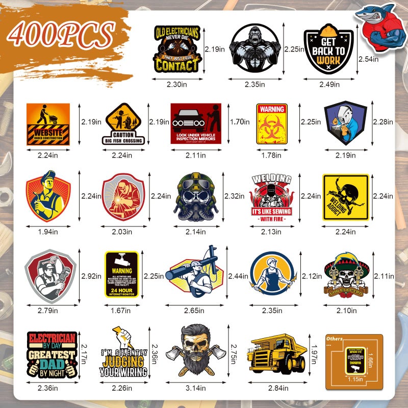 Arme 400 Pcs Hard Hat Stickers, Welding Stickers for Men&Adults Helmet, 100% Vinyl Helmet Sticker Construction Electrician Ironworker Oilfield Pipeliner Sticker for Funny Hard Hat Decor for Adults - Image 2