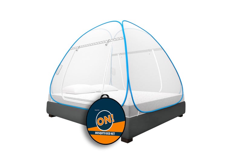 KOLAR Supreme On Double Bed Mosquito Net with Pocket for Mobile,Spectacles; King-Size [6 5x6 5ft] Premium Machardani, Strong&Durable,30gsm,Tent Type,Foldable,Corrosion Resistant[,200cm x 200cmx140cm] - Image 1
