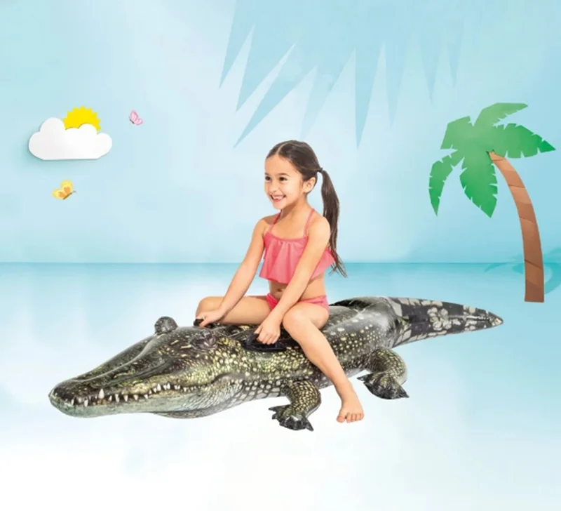 INTEX Crocodile Rider Realistic - Kids Inflatable Crocodile - Sea Riding Crocodile - Pool Crocodile Crocodile 170X86 Cm.