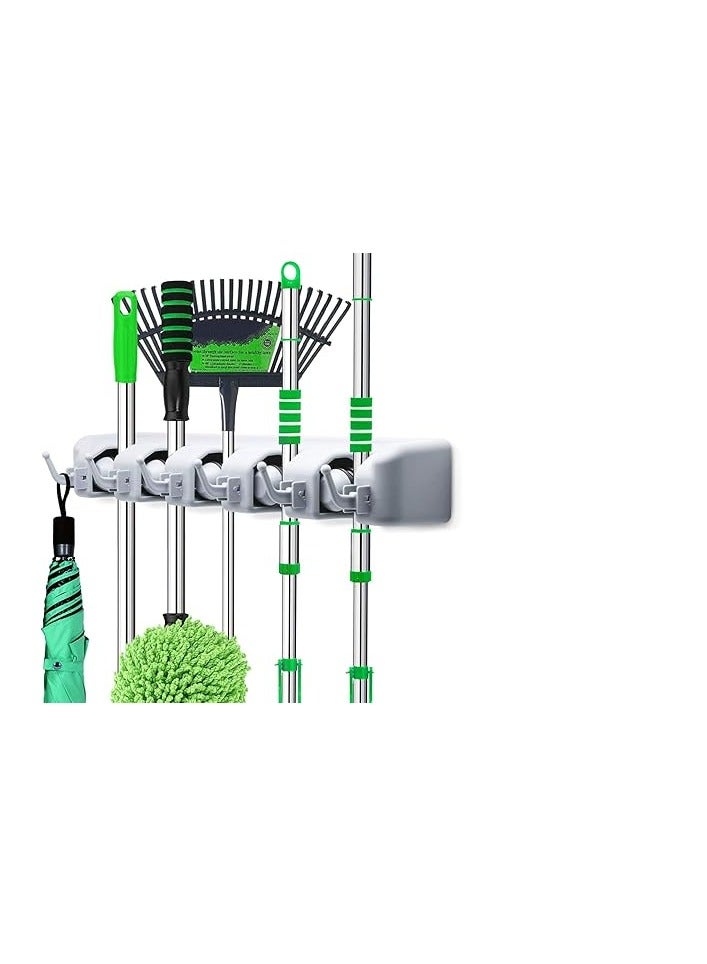 Mop And Broom Holder, Multipurpose Wall Mounted Heavy Duty Tool Organizer Storage Hooks,Ideal Broom Hanger For Kitchen Garden And Garage Laundry Room - Image 2
