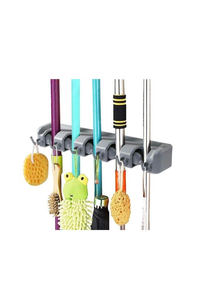 Mop And Broom Holder, Multipurpose Wall Mounted Heavy Duty Tool Organizer Storage Hooks,Ideal Broom Hanger For Kitchen Garden And Garage Laundry Room - Image 1