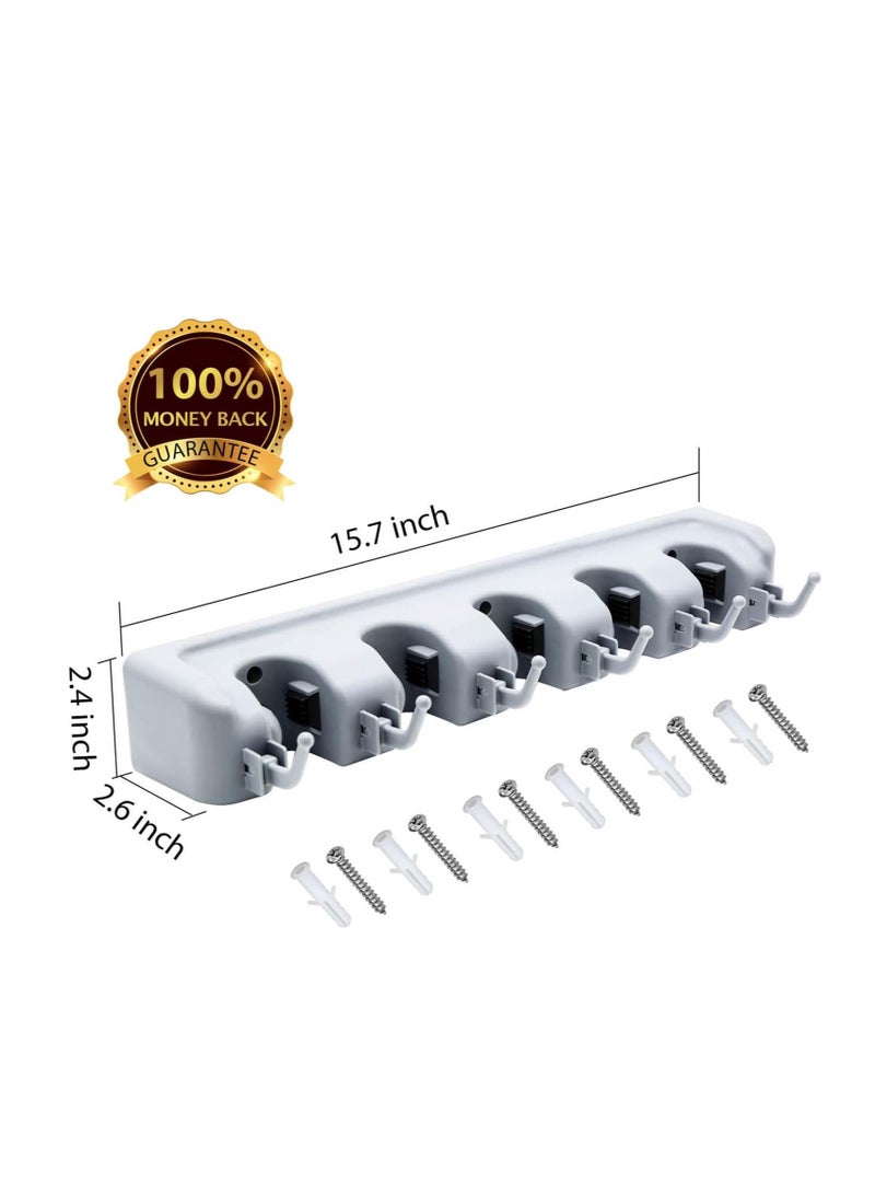 Mop And Broom Holder, Multipurpose Wall Mounted Heavy Duty Tool Organizer Storage Hooks,Ideal Broom Hanger For Kitchen Garden And Garage Laundry Room - Image 4