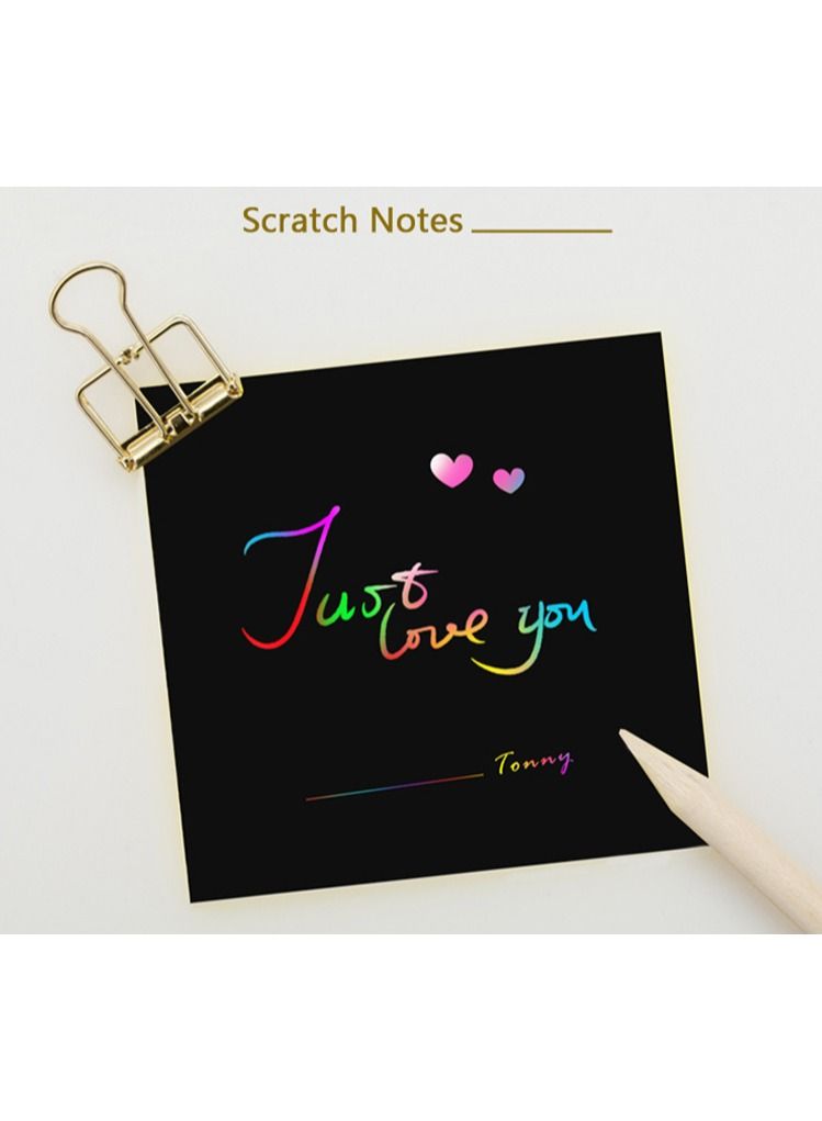 Rainbow Scratch Mini Notes Paper Pad Cards With 2 Stylus 2 Drawing Stencil Children Kids Draw Painting Toys Craft Gift - Image 4