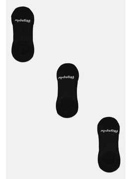 Algspar Men 3 Pairs Brand Logo Round Invisible Socks, Black  - Image 1