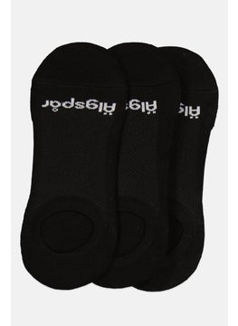 Algspar Men 3 Pairs Brand Logo Round Invisible Socks, Black  - Image 3
