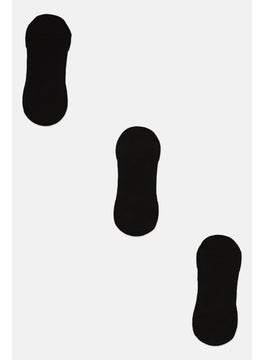 Algspar Men 3 Pairs Brand Logo Round Invisible Socks, Black  - Image 2