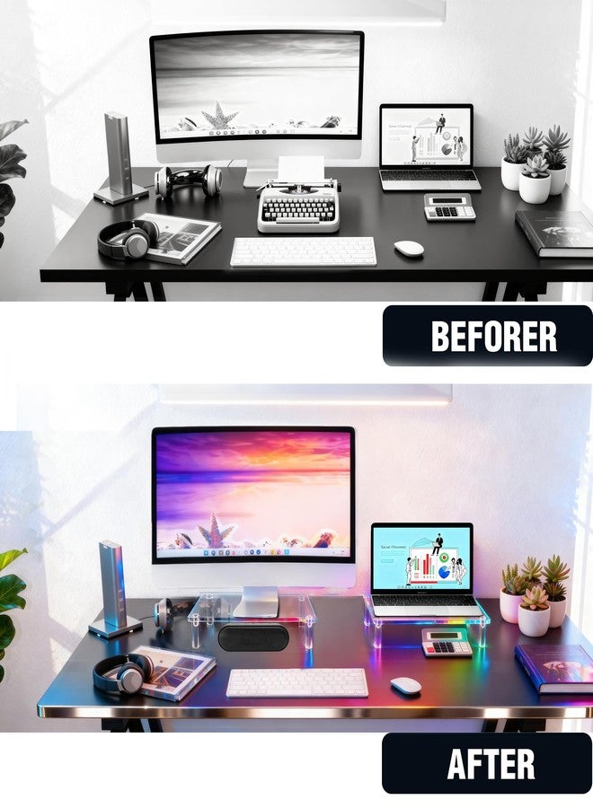 Jusalpha Acrylic Monitor Stand - 10mm Thickness Clear Platform - 14.5'' x 9'' x 3.4'' Desktop/ Laptop/ Monitor Riser Stand- for Laptop, Printer, Computer, Flat Screen LCD TV (1 Stand) - Image 2