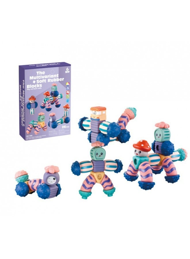 no Export Variant Soft Rubber Modeling Building Blocks Infant Educational Fun Safe Soft Rubber Variant Toys - Image 1